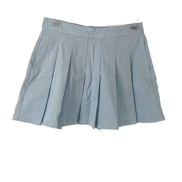 American Eagle Pleated Mini Skirt Super Hi Rise Super Stretch Light Blue Size 12 - Picture 1 of 7